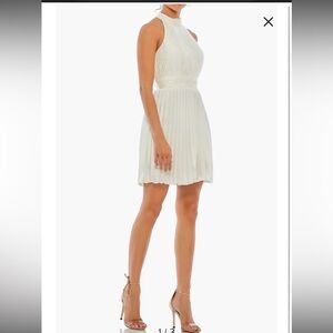 Mac Duggal White Pleated Dress